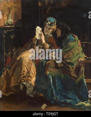 'Piacevole lettera". Belgio, tra il 1860 e il 1867. Dimensioni: 66x55 cm. Museo: Membro Hermitage di San Pietroburgo. Autore: Alfred Stevens. Foto Stock