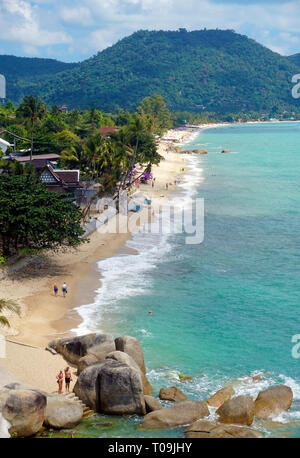 Der Lamai Strand auf Koh Samui, Golf von thailandia, tailandia | Lamai Beach, panoramica, Koh Samui, Golfo di Thailandia, Tailandia Foto Stock