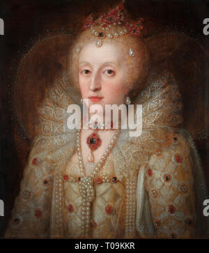 Elisabetta I, aka la Vergine Regina, Vincenzo o buona Regina Bess, 1533 - 1603. Regina di Inghilterra e Irlanda. Dopo un anonimo ritratto contemporaneo al Rijksmuseum, Amsterdam, Paesi Bassi. Foto Stock