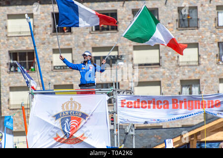 Soldeau-el Tarter, Andorra. Xvii Mar, 2019. FIS Coppa del Mondo di Sci Alpino finali di Soldeau-El Tarter nel Principato di Andorra, il 17 marzo 2019. Credito: Martin Silva Cosentino/Alamy Live News Foto Stock