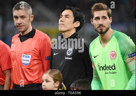 Milano, Italia. Xiv Mar, 2019. Makoto Hasebe (Francoforte) Calcio/Calcetto : UEFA Europa League Round di 16 match tra Inter e Milan 0-1 Eintracht Frankfurt a Giuseppe Meazza Milano Italia . Credito: Itaru Chiba/AFLO/Alamy Live News Foto Stock