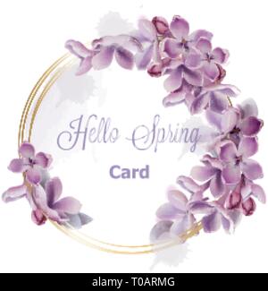 Viola lilla ghirlanda di fiori di carta acquerello del vettore. Floreale romantico il matrimonio o un biglietto di auguri decorazione. Le donne al giorno, il giorno di San Valentino, vendite e altri ev Illustrazione Vettoriale