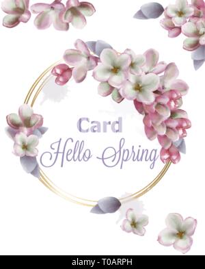 Lilla ghirlanda di fiori di carta acquerello del vettore. Floreale romantico il matrimonio o un biglietto di auguri decorazione. Le donne al giorno, il giorno di San Valentino, vendite e altri eventi Illustrazione Vettoriale