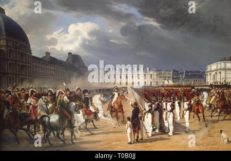 "Invalid consegnando una petizione a Napoleone la parata nella corte del palazzo delle Tuileries". Francia, 1838. Dimensioni: 215x326 cm. Museo: Membro Hermitage di San Pietroburgo. Autore: Orazio VERNET. Foto Stock