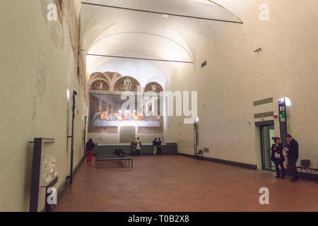 Milano, Italia - 15 Novembre 2016: refettorio della chiesa di Santa Maria Delle Grazie a Milano in Italia, che ospita l'Ultima Cena, capolavoro del tardo 1490s Foto Stock