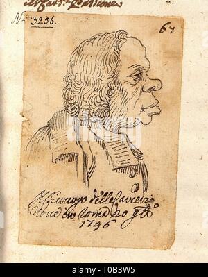 " Caricatura: testa di un abate'. L'Italia, 1746. Dimensioni: 8,8x6 cm. Museo: Membro Hermitage di San Pietroburgo. Autore: Pier Leone Ghezzi. Foto Stock