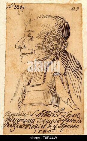 " Caricatura capo di un abate'. L'Italia, 1746. Dimensioni: 9,9x6 cm. Museo: Membro Hermitage di San Pietroburgo. Autore: Pier Leone Ghezzi. Foto Stock