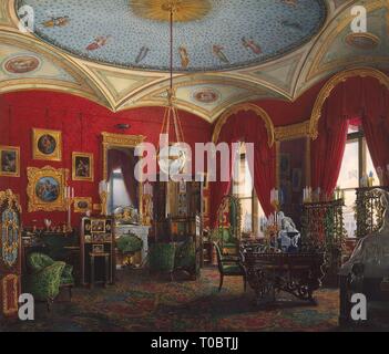 'Interni del palazzo d'inverno. Lo studio dell'imperatrice Alexandra Fyodorovna'. Russia, 1858. Dimensioni: 27x31,6 cm. Museo: Membro Hermitage di San Pietroburgo. Autore: Edward Hau . EDUARD HAU. Foto Stock