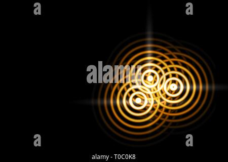 Abstract sfondo luminoso, oro onde sonore oscillante con anello di cerchio Foto Stock