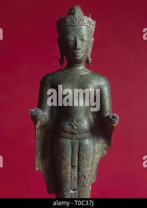 'Spermanente Buddha coronato la pacificazione della Ocean (?). Frammento'. Siam (ora la Tailandia). Ayutthaya arte, del XVI secolo (? ). Dimensioni: h. 52 cm. Museo: Membro Hermitage di San Pietroburgo. Foto Stock