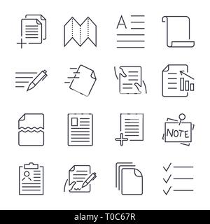 Semplice set di icone dei documenti. Contiene le icone come elaborazione batch, documenti legali, appunti, scaricare il flusso di documenti e altro ancora. Corsa modificabile. Illustrazione Vettoriale