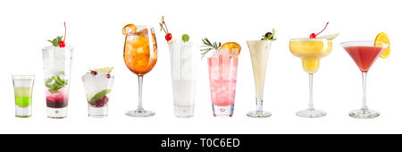 Impostare con cocktail su uno sfondo bianco. Isolato. Banner. Foto Stock