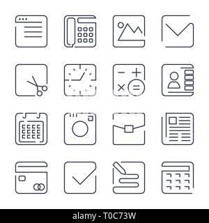 Semplice insieme di Office relativi linea del vettore icone. Contiene le icone come Business Meeting, Workplace, la costruzione di uffici, il banco di ricevimento e di più. Modificabile Illustrazione Vettoriale