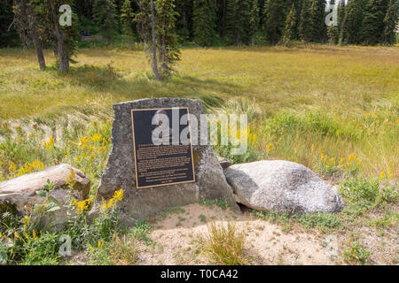 Il Lolo Pass Visitor Center, sul confine di Idaho e Montana, è una bella e storica area di riposo che fornisce varie informazioni per i viaggiatori. Foto Stock