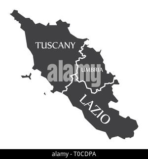 Toscana - Umbria - La Regione Lazio mappa Italia Illustrazione Vettoriale