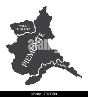 Valle d Aosta - Piemonte - Regione Liguria Mappa Italia Illustrazione Vettoriale