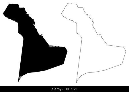 Provincia Orientale (regioni di Arabia Saudita, Regno di Arabia Saudita, KSA) mappa illustrazione vettoriale, scribble sketch Regione orientale mappa Illustrazione Vettoriale