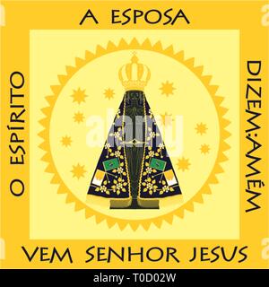 Nostra Signora Aparecida. Illustrazione del luogo in cui esso è esposto nella basilica di Aparecida. Illustrazione Vettoriale