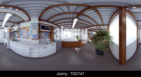 Visualizzazione panoramica a 360 gradi di Il rendering di 360 Casa