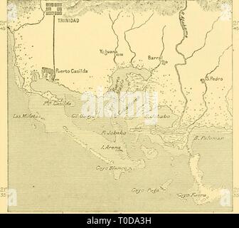 La terra e i suoi abitanti della terra e dei suoi abitanti .. earthitsinhabita291recl Anno: 1891 TOPOGRAFIA DI CUBA. 375 insediamenti erano state fatte su un cay sulla costa nord. Ma le incursioni del francese e inglese buccaneers scacciò gli abitanti a rifugiarsi lontano entroterra, dove fondarono Santa Clara ( Villa Clara) nel 1690. Infine, una quinta città, Sagua la Grande, sul fiume di come il nome di alcuni 12 miglia dal mare, gradualmente sostituito un gruppo di capanne in testa alla navigazione fluviale. In questo quartiere di Cinco Villas si trovano le sabbie auriferous lavorato dal primo set Foto Stock