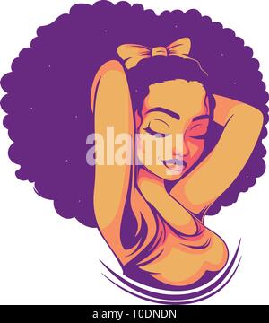 Donna Afro SVG Nubian bella elegante lady compongono melanina modello americano africano di etnia Illustrazione Vettoriale