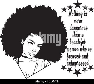 Donna Afro SVG Nubian bella elegante lady compongono melanina modello americano africano di etnia Illustrazione Vettoriale