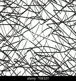 Linea astratta seamless pattern con mano le linee tracciate. a strisce ondulate illustrazione vettoriale. Abstract irregolari della struttura della griglia 10 eps Illustrazione Vettoriale