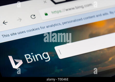 Bing Internet Motore di ricerca sito web. Foto Stock