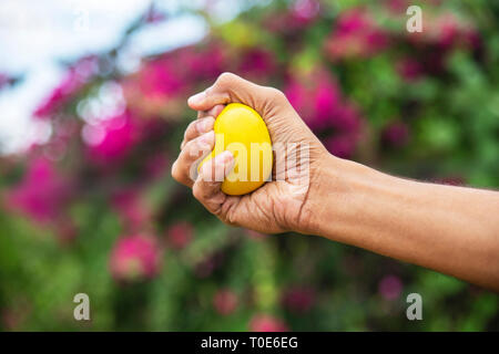 Schiacciamento mani Palla Foto Stock