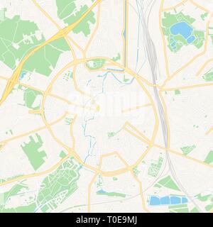 Mappa stampabile di Leuven , Belgio con strade principali e secondarie e ferrovie più grandi. Questa mappa è stato accuratamente progettato per routing e mettendo i singoli Illustrazione Vettoriale