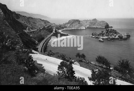 Isola Bella, Taormina, Sicilia, Italia, 1920-30 Foto Stock