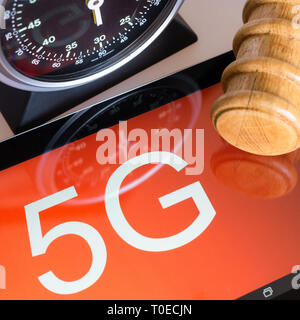 Mainz, Germany, March 19 2019: Symbolic picture for start of the 5G frequency auction. Foto Stock