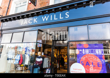 Jack Wills negozio di abbigliamento, Jack Wills shop, Jack Wills store, Jack Wills negozio di fronte, Jack Wills fashion, Jack Wills, negozio, negozio, UK, segno, logo, Foto Stock