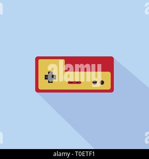 Vintage controller gamepad su sfondo blu e ombra Illustrazione Vettoriale