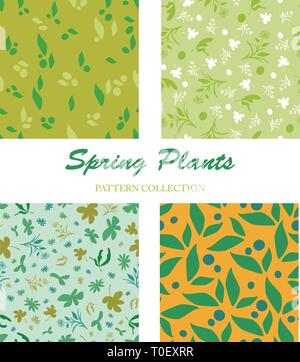 Quattro coloratissimi fresco verde primavera i modelli vettoriali Illustrazione Vettoriale