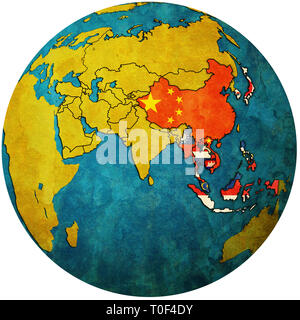 ASEAN più tre paesi membri con il territorio e le bandiere sulla mappa politica dell Asia Foto Stock