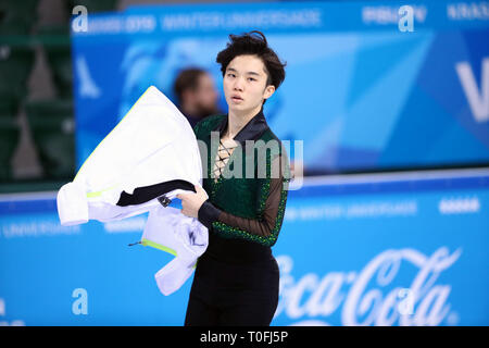 Platinum Arena Ice Arena, Krasnoyarsk, Russia. 7 Mar, 2019. € Kazuki Tomono (JPN), 7 marzo 2019 - Pattinaggio di Figura : uomini pattinaggio gratuito durante la XXIX Universiade Invernale Krasnoyarsk 2019 al platino Arena Ice Arena, Krasnoyarsk, Russia. Credito: Naoki Nishimura AFLO/sport/Alamy Live News Foto Stock