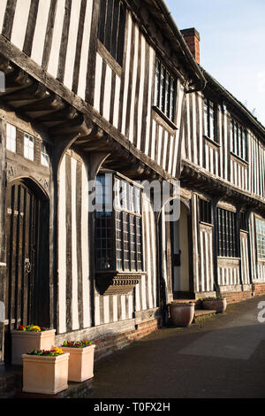 A struttura mista in legno e muratura cottage medievale, Lavenham, Suffolk, Inghilterra, Regno Unito Foto Stock