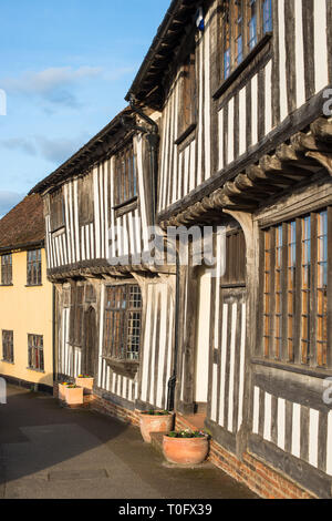 A struttura mista in legno e muratura cottage medievale, Lavenham, Suffolk, Inghilterra, Regno Unito Foto Stock