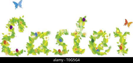 Pasqua in lettere floreali Illustrazione Vettoriale