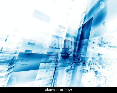 Bianco e blu sullo sfondo in prospettiva con spazio copia - abstract generati digitalmente immagine Foto Stock