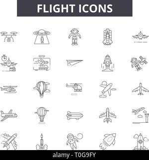 Linea di volo le icone per il web e i dispositivi mobili. Corsa Modificabile segni. Profilo di volo concetto illustrazioni Illustrazione Vettoriale