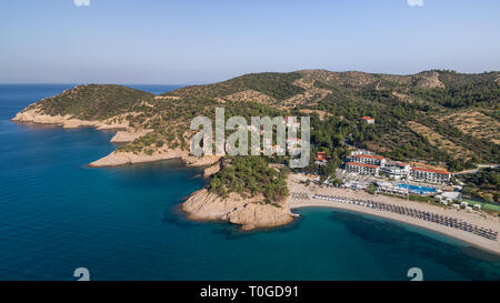 Vista aerea di Tripiti beach. Thassos Island, Grecia Foto Stock