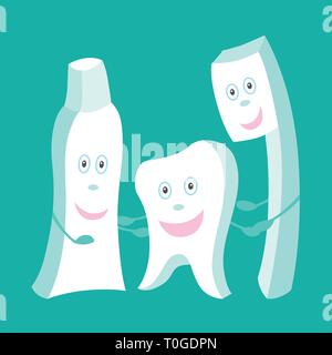 Malsana vs denti sani cartoon confronto, illustrazione, vettore Illustrazione Vettoriale