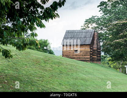 Ricostruito cabina slave al Presidente Thomas Jefferson di Monticello. Charlottesville, Virginia, Stati Uniti d'America Foto Stock