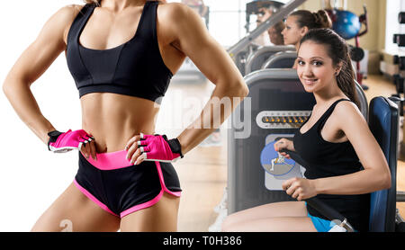 Sporty collage di donne allenamenti in palestra. Foto Stock