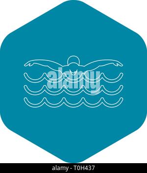 Nuotatore icona, stile semplice Illustrazione Vettoriale