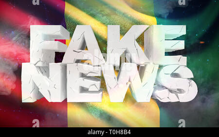3D illustrazione di false notizie idea con sfondo Bandiera della Guinea. Foto Stock