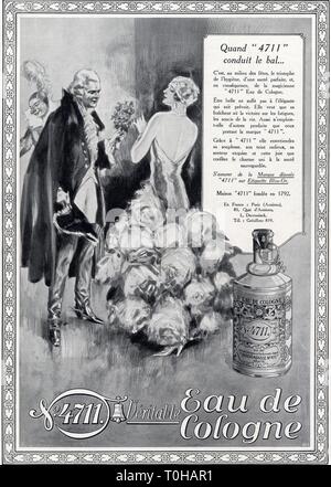 Publicité ancienne. 1 marte 1930. 4711 Eau de Cologne Foto Stock