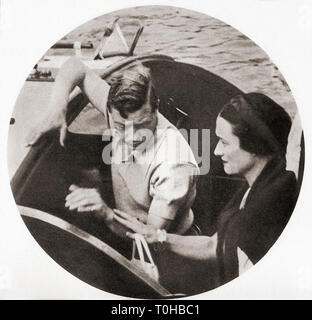 Edoardo VIII e la Signora Simpson in escursione a terra durante la crociera mediterranea, Europa, 1936, foto d'epoca del 1900s, re del Regno Unito e i domini dell'Impero britannico, e imperatore d'India Foto Stock